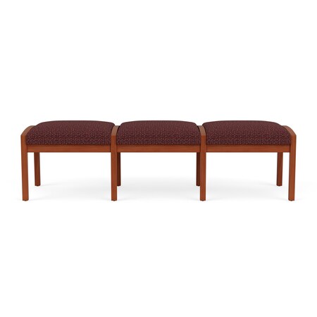 Lesro Lenox Wood 3 Seat Bench Wood Frame, Cherry, RF Nebbiolo Upholstery LW3001